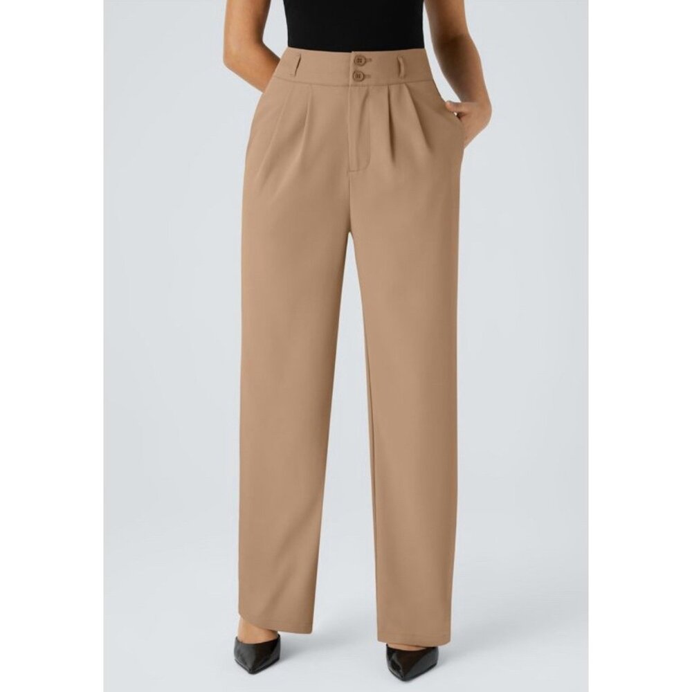 Halara Pants High Waisted Tapered Work Office Trousers Tan Size XL Pockets  NWT